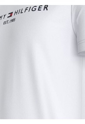 Camiseta Blanca Con Logo Bordado En El Pecho Tommy Hilfiger