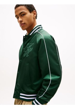 Chaqueta Verde Varsity De Nailon Tommy Hilfiger