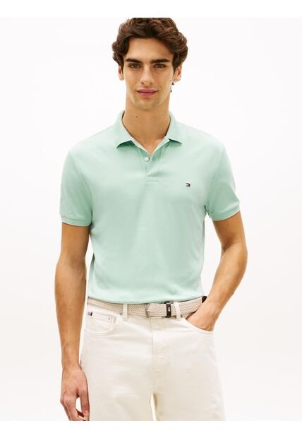 Polo Verde De Punto Interlock De Corte Regular Tommy Hilfiger