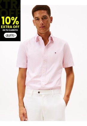 Camisa Blanca Heritage Oxford Con Diseño De Rayas Tommy Hilfiger