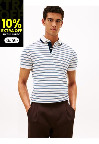 Polo Blanco De Corte Regular Con Logo Gráfico Tommy Hilfiger Tommy Hilfiger