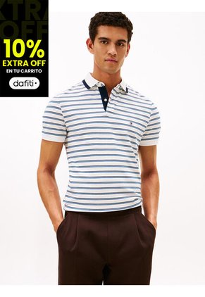 Polo Blanco De Corte Regular Con Logo Gráfico Tommy Hilfiger