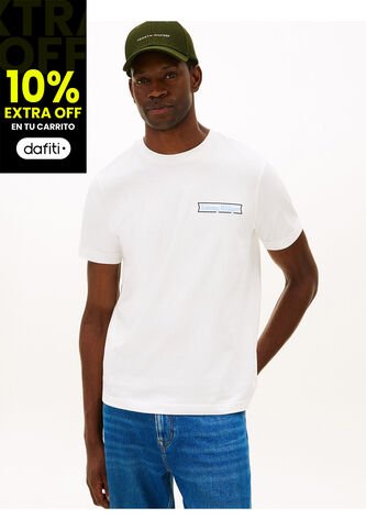 Camiseta Blanca De Cuello Redondo Con Logo Estampado Tommy Hilfiger Tommy Hilfiger