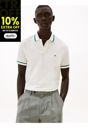 Polo Blanco De Corte Regular Con Logo Tommy Hilfiger