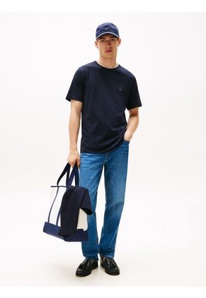 Camiseta Azul Ribeteada De Cuello Redondo Tommy Hilfiger