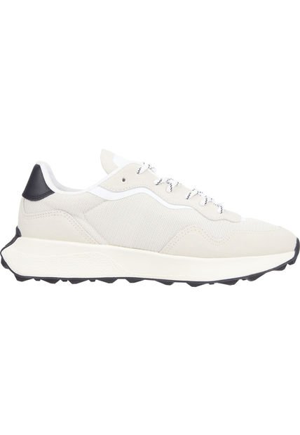 Tenis De Running Color Block Dentadas Hombre Beige Tommy Hilfiger