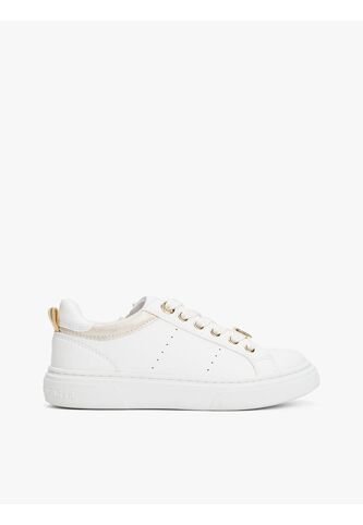 Tenis Blanco Bajas Con Cordones Y Detalles En Dorado Tommy Hilfiger Tommy Hilfiger