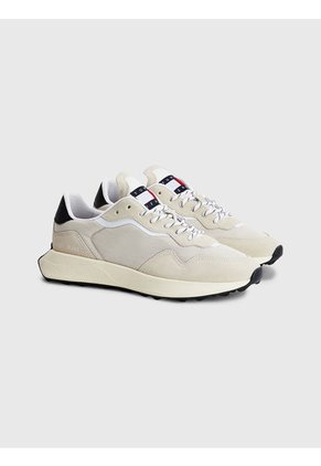 Tenis De Running Color Block Dentadas Hombre Beige Tommy Hilfiger