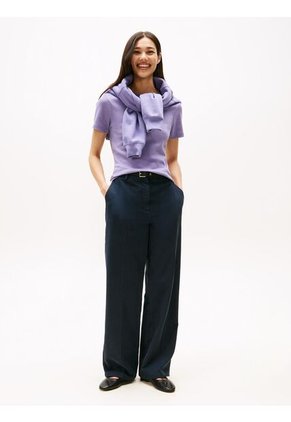 Camiseta Morado Slim De Cuello Redondo Tommy Hilfiger