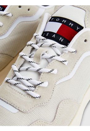 Tenis De Running Color Block Dentadas Hombre Beige Tommy Hilfiger