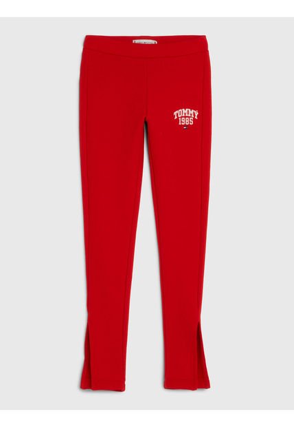 Leggings Largos De Estilo Universitario Niña Rojo Tommy Hilfiger