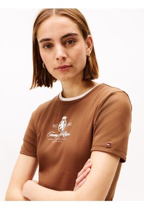 Camiseta Marrón Varsity De Corte Slim Tommy Hilfiger