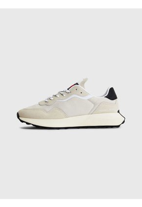 Tenis De Running Color Block Dentadas Hombre Beige Tommy Hilfiger