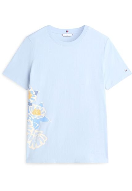Camiseta Celeste Con Logo Gráfico De Corte Regular Tommy Hilfiger