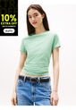 Camiseta Verde Claro De Punto Con Logo Y Corte Slim Tommy Jeans de Tommy Hilfiger