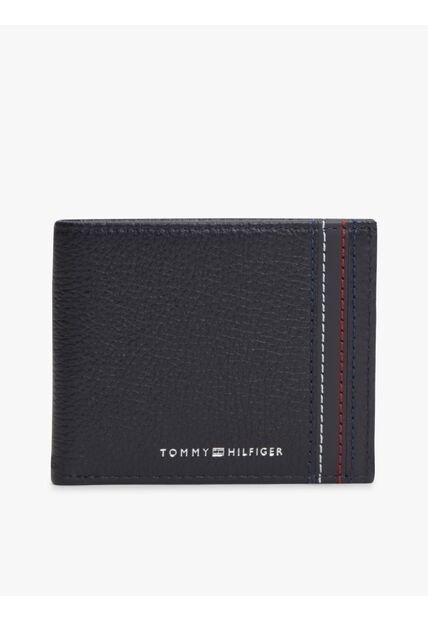 Billetera Azul Plegable De Cuero Tommy Hilfiger