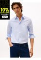 Camisa Celeste De Corte Regular Flex Poplin Con Micro Estampado Tommy Hilfiger de Tommy Hilfiger