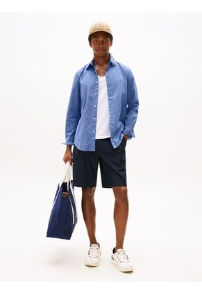 Camisa Azul Poplin Mini De Manga Larga Tommy Hilfiger