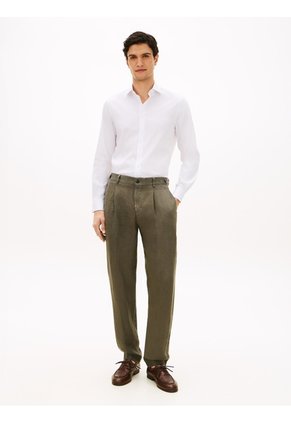Camisa Blanca De Sarga TH Flex New York Label Con Corte Slim Tommy Hilfiger