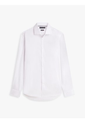 Camisa Blanca De Sarga TH Flex New York Label Con Corte Slim Tommy Hilfiger