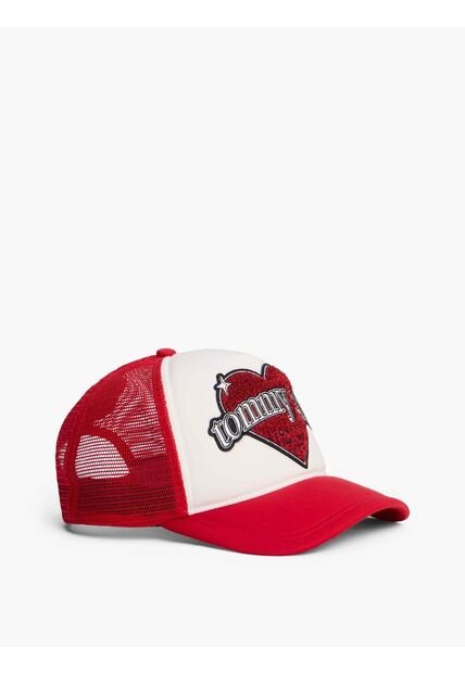 Gorra Roja Trucker  Tommy Girl De Malla Con Logo Tommy Hilfiger