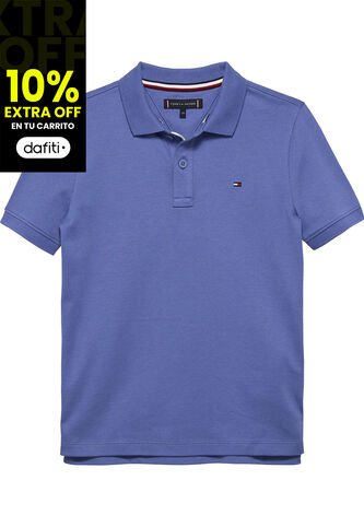 Polo Azul De Punto Interlock De Corte Regular Tommy Hilfiger Tommy Hilfiger