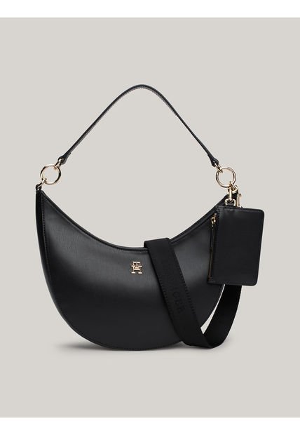 Bolso Negro De Hombro Con Monotipo Hilfiger Tommy Hilfiger