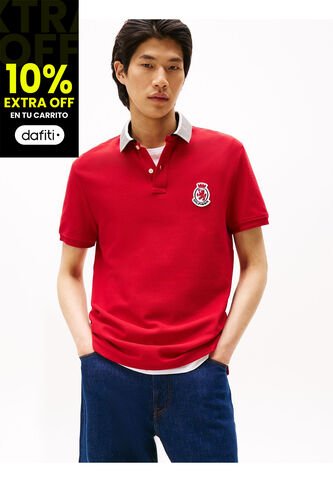 Polo Rojo En Piqué De Corte Regular Tommy Hilfiger Tommy Hilfiger