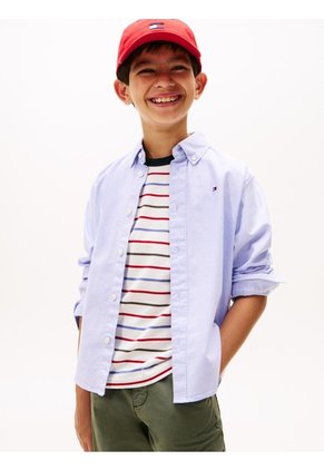 Camisa Celeste Essential De Algodón Oxford Tommy Hilfiger