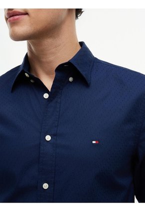 Camisa Azul Oscuro Flex Poplin De Corte Slim Tommy Hilfiger