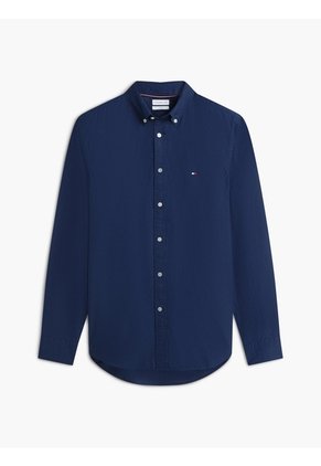 Camisa Azul Oscuro Flex Poplin De Corte Slim Tommy Hilfiger