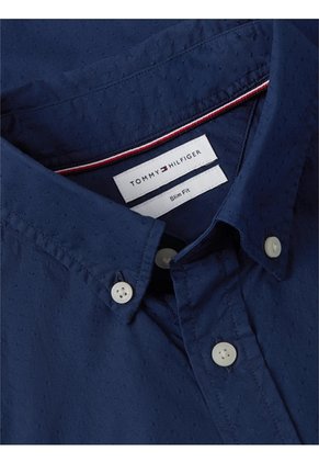 Camisa Azul Oscuro Flex Poplin De Corte Slim Tommy Hilfiger