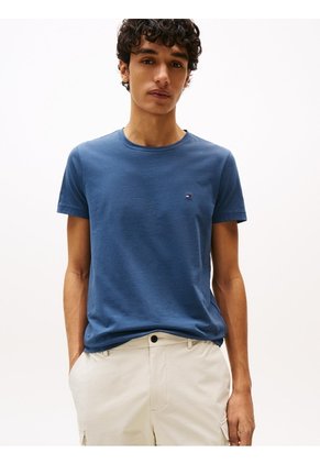 Camiseta Azul De Cuello Redondo Y Corte Extra Slim Tommy Hilfiger
