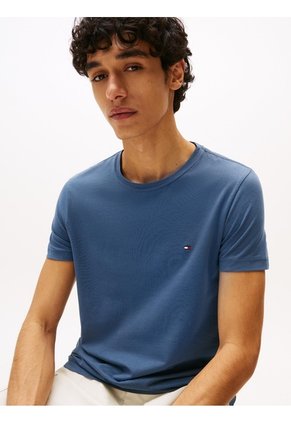 Camiseta Azul De Cuello Redondo Y Corte Extra Slim Tommy Hilfiger