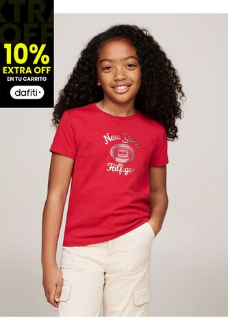 Camiseta Roja Con Logotipo Metalizado Tommy Hilfiger Tommy Hilfiger