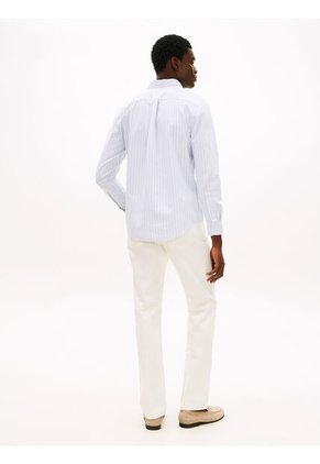 Camisa Azul De Rayas Anchas Con Corte Regular Tommy Hilfiger