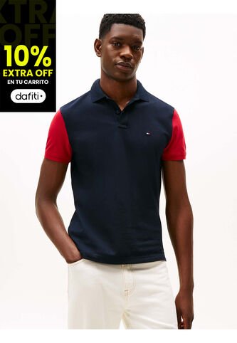 Polo Azul De Corte Regular Con Diseño Color Block RWB Tommy Hilfiger Tommy Hilfiger