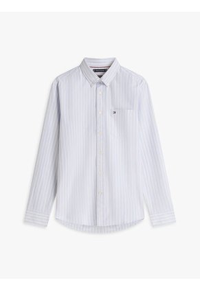 Camisa Azul De Rayas Anchas Con Corte Regular Tommy Hilfiger