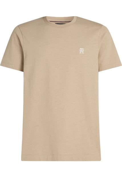 Camiseta Beige Con Monograma TH A Contraste Tommy Hilfiger