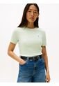 Camiseta Verde Slim De Cuello Redondo Tommy Hilfiger de Tommy Hilfiger