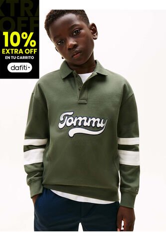 Polo Gris Varsity De Manga Larga Con Aplicación Tommy Hilfiger Tommy Hilfiger