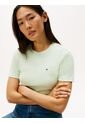Camiseta Verde Slim De Cuello Redondo Tommy Hilfiger de Tommy Hilfiger