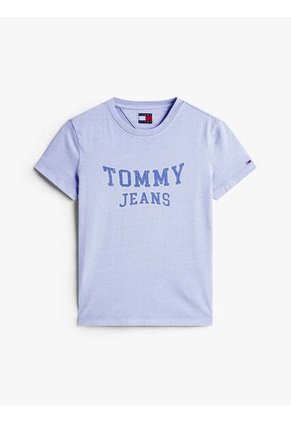 Camiseta Celeste De Cuello Redondo Con Escudo Tommy Jeans