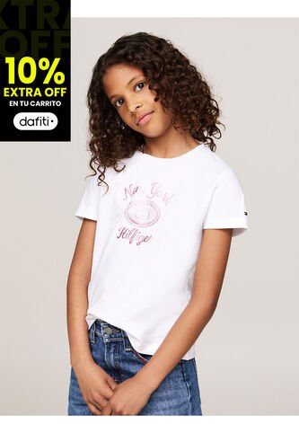 Camiseta Blanca Con Logotipo Metalizado Tommy Hilfiger Tommy Hilfiger
