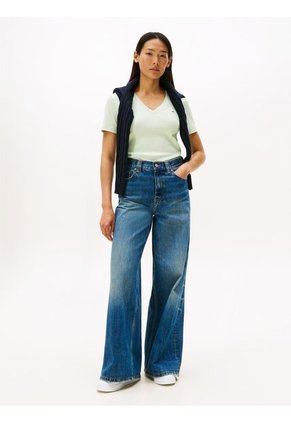 Camiseta Verde Slim Con Cuello En V Tommy Hilfiger