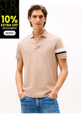 Polo Beige De Corte Regular Con Detalles De Cinta RWB Tommy Hilfiger Tommy Hilfiger