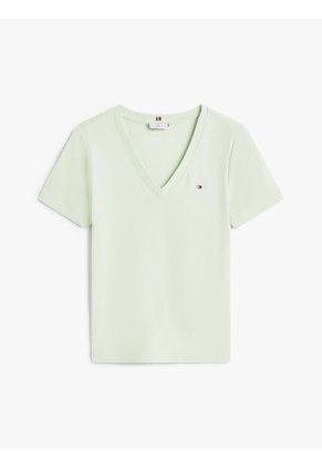 Camiseta Verde Slim Con Cuello En V Tommy Hilfiger