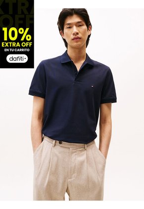 Polo Azul TH Flex De Corte Regular Tommy Hilfiger