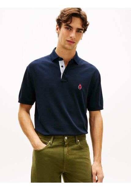 Polo Azul Archive Crest Con Logo Tommy Hilfiger