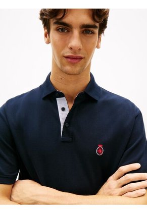 Polo Azul Archive Crest Con Logo Tommy Hilfiger